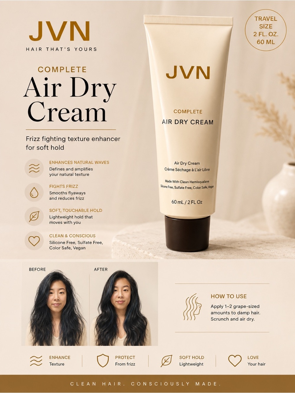 JVN Complete Air Dry Cream Travel Size